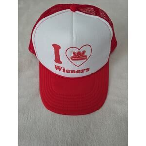 Wienerschnitzel Hat Womens Mens Red Snapback Trucker Hat I Love Wieners Graphic